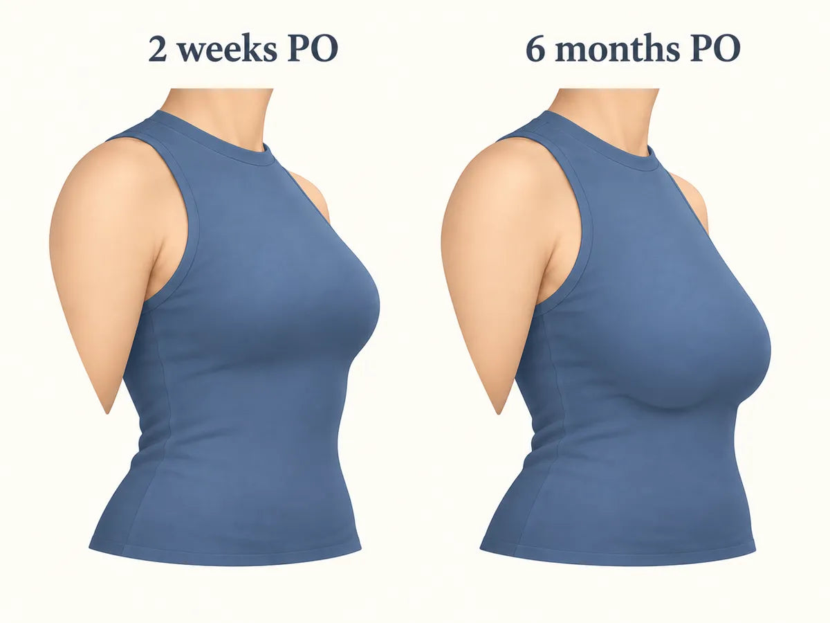 Illustration: 2 weeks post-op vs. 6 months post-op.
