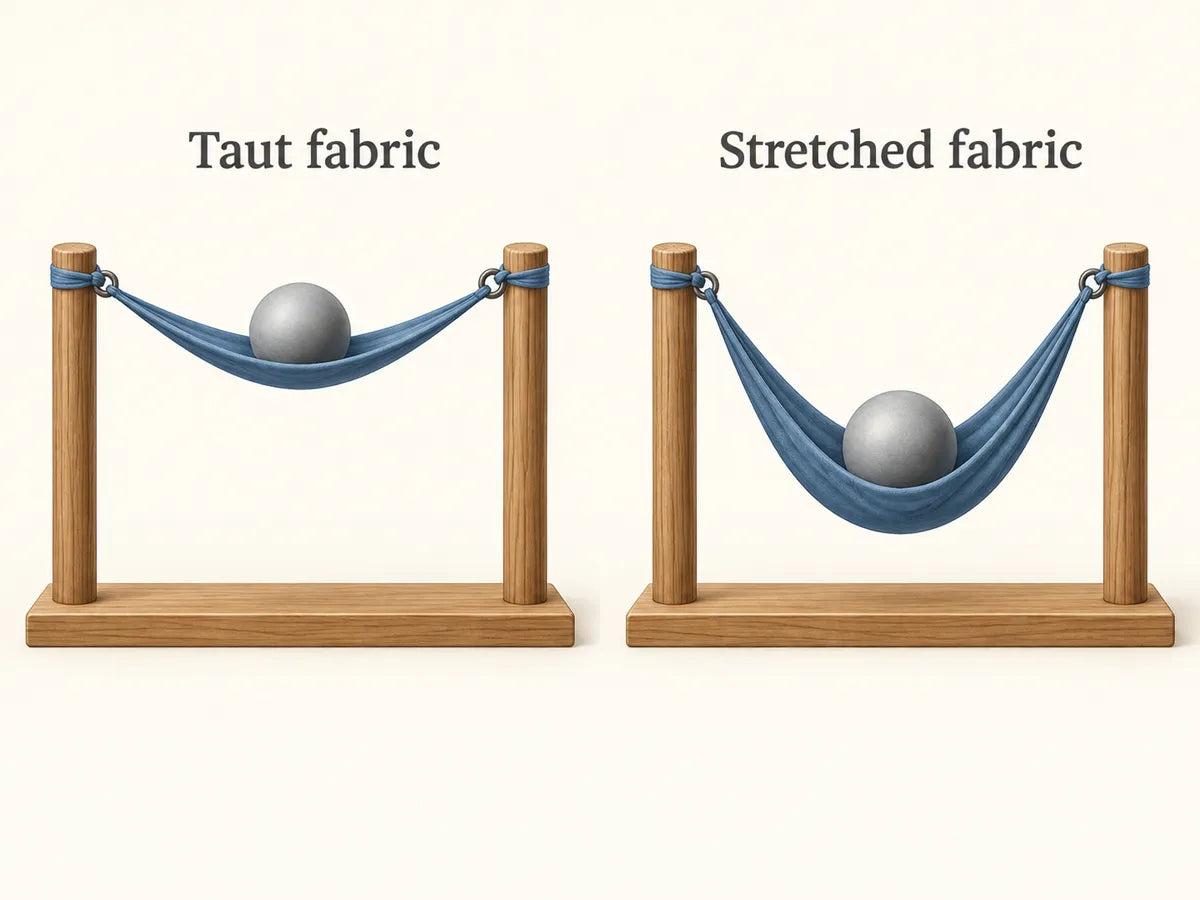 Same weight, same frame. The only difference is how much the fabric has stretched.
